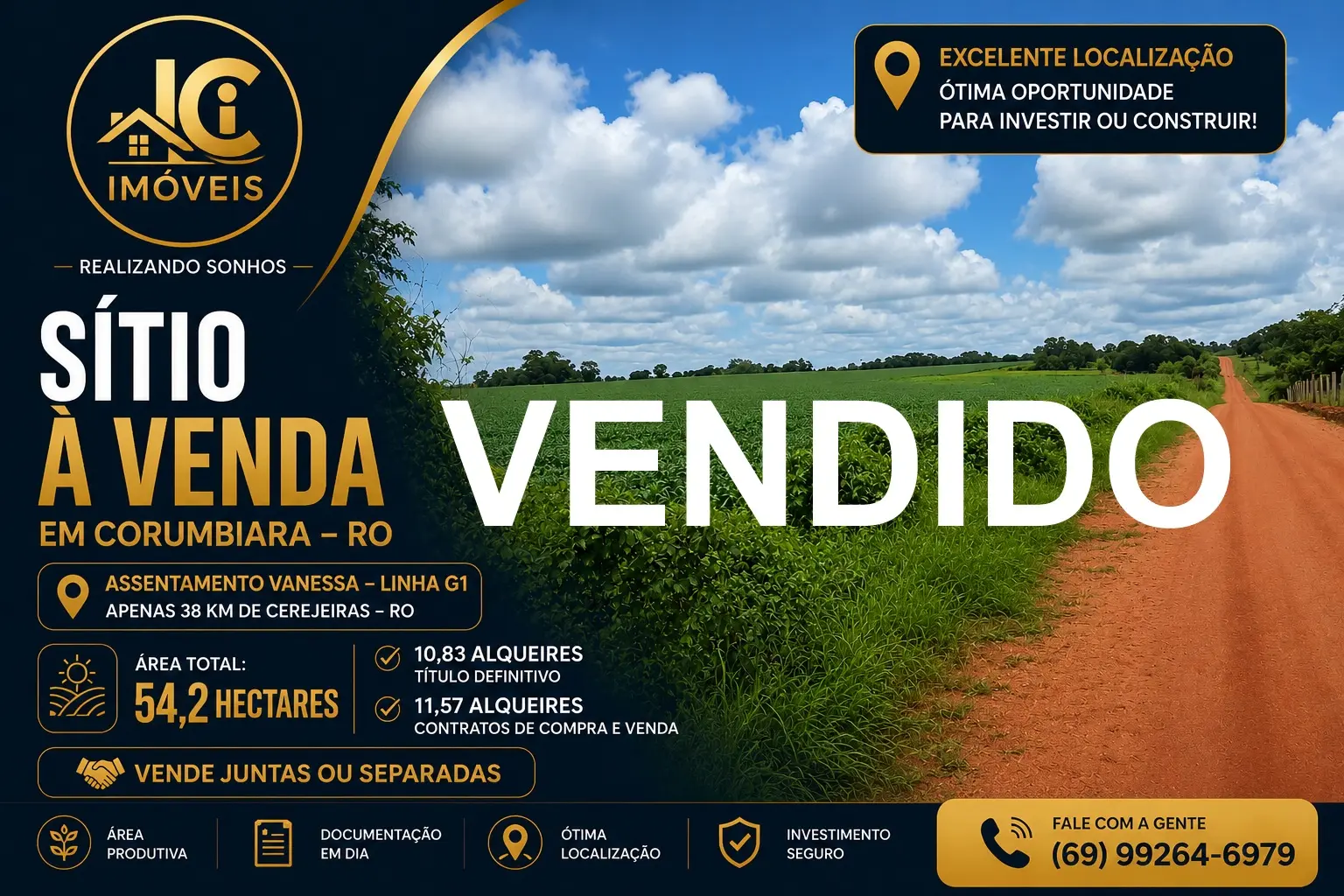 VENDE-SE SITIO ÁREA RURAL EM CORUMBIARA – RO
